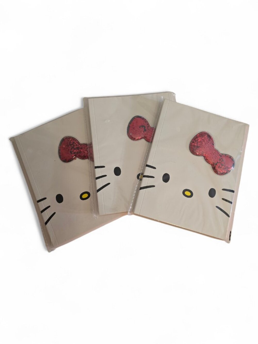 Hello Kitty Journal Bundle Set of 3 Sanrio Notebooks Glitter Red Bow Kawaii